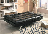 Sundown Black Futon Faux Leather Upholstered Adjustable Sofa - Ella Furniture