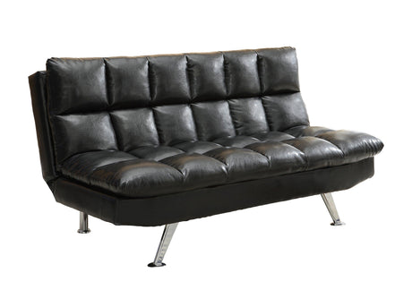 Sundown Black Futon Faux Leather Upholstered Adjustable Sofa - Ella Furniture