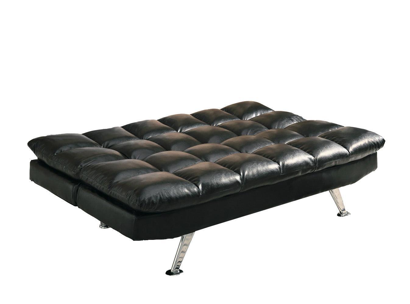 Sundown Black Futon Faux Leather Upholstered Adjustable Sofa - Ella Furniture