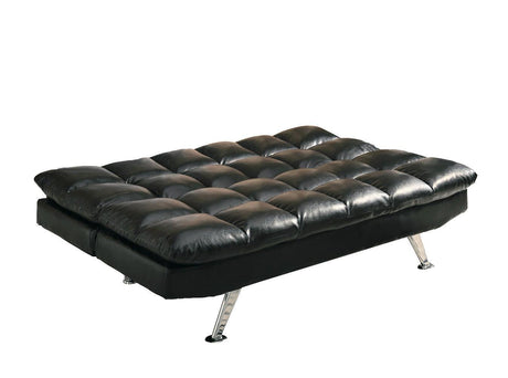 Sundown Black Futon Faux Leather Upholstered Adjustable Sofa - Ella Furniture