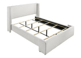 Portia White Upholstered Platform Queen Bed