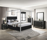 Cora Black Upholstered Canopy King Bed