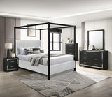 Cora Light Gray Upholstered Canopy Queen Bed