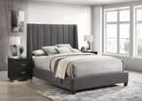 Agnes Charcoal Modern Solid Wood Velvet Upholstered Queen Bed