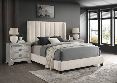 Agnes Charcoal Modern Contemporary Plywood Velvet/Fabric Upholstered Panel Queen Bed - Ella Furniture
