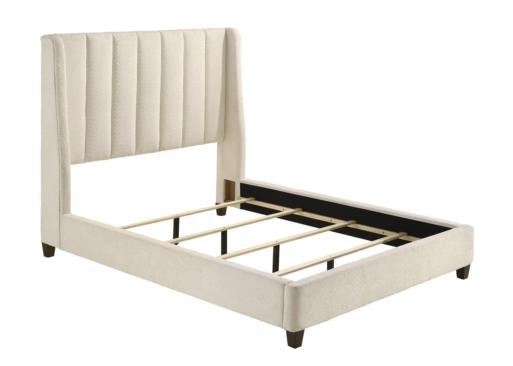 Agnes Charcoal Modern Contemporary Plywood Velvet/Fabric Upholstered Panel Queen Bed - Ella Furniture