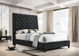 Chantilly Black Velvet Wood King Upholstered Tufted Bed - Ella Furniture