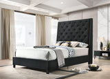 Chantilly Black Velvet Wood King Upholstered Tufted Bed - Ella Furniture