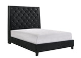 Chantilly Black Velvet Wood King Upholstered Tufted Bed - Ella Furniture