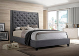 Chantilly Gray Velvet Wood King Upholstered Tufted Bed - Ella Furniture