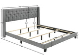 Makayla Gray Modern Traditional Upholstered Fabric Wood Tufted Full Panel Bed - Ella Furniture