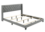 Makayla Gray Modern Traditional Upholstered Fabric Wood Tufted Full Panel Bed - Ella Furniture