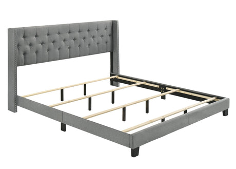 Makayla Gray Modern Traditional Upholstered Fabric Wood Tufted Full Panel Bed - Ella Furniture