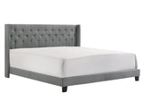 Makayla Gray Modern Traditional Upholstered Fabric Wood Tufted Full Panel Bed - Ella Furniture