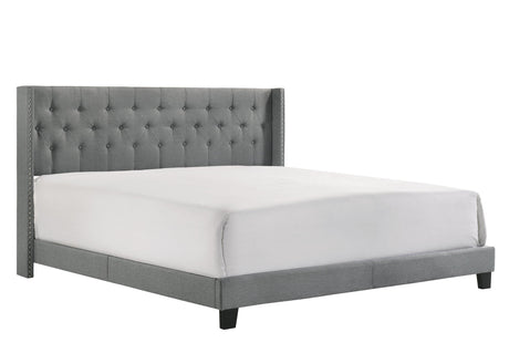 Makayla Gray Modern Traditional Upholstered Fabric Wood Tufted Twin Panel Bed - Ella Furniture