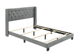 Makayla Gray Modern Traditional Upholstered Fabric Wood Tufted Full Panel Bed - Ella Furniture