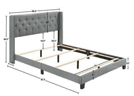 Makayla Gray Modern Traditional Upholstered Fabric Wood Tufted Full Panel Bed - Ella Furniture