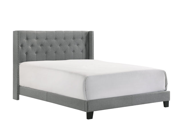 Makayla Gray Modern Traditional Upholstered Fabric Wood Tufted Full Panel Bed - Ella Furniture