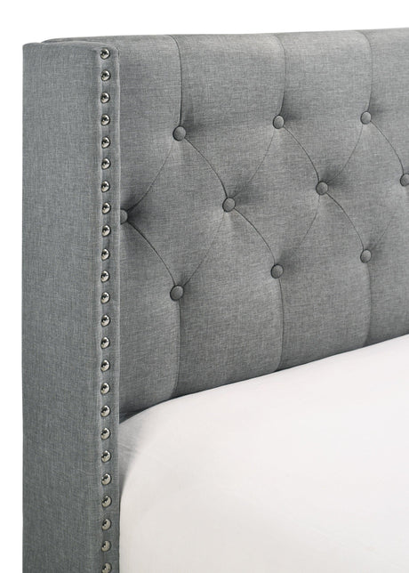 Makayla Gray Modern Traditional Upholstered Fabric Wood Tufted Twin Panel Bed - Ella Furniture