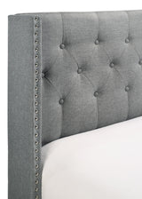 Makayla Gray Modern Traditional Upholstered Fabric Wood Tufted Full Panel Bed - Ella Furniture