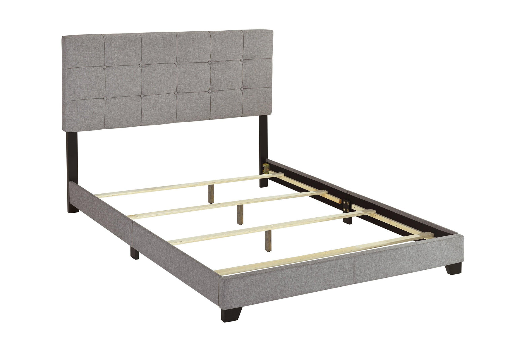 Florence Gray Fabric Wood Twin Upholstered Tufted Bed - Ella Furniture