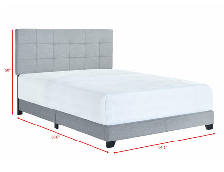 Florence Gray Fabric Wood Queen Upholstered Tufted Bed - Ella Furniture