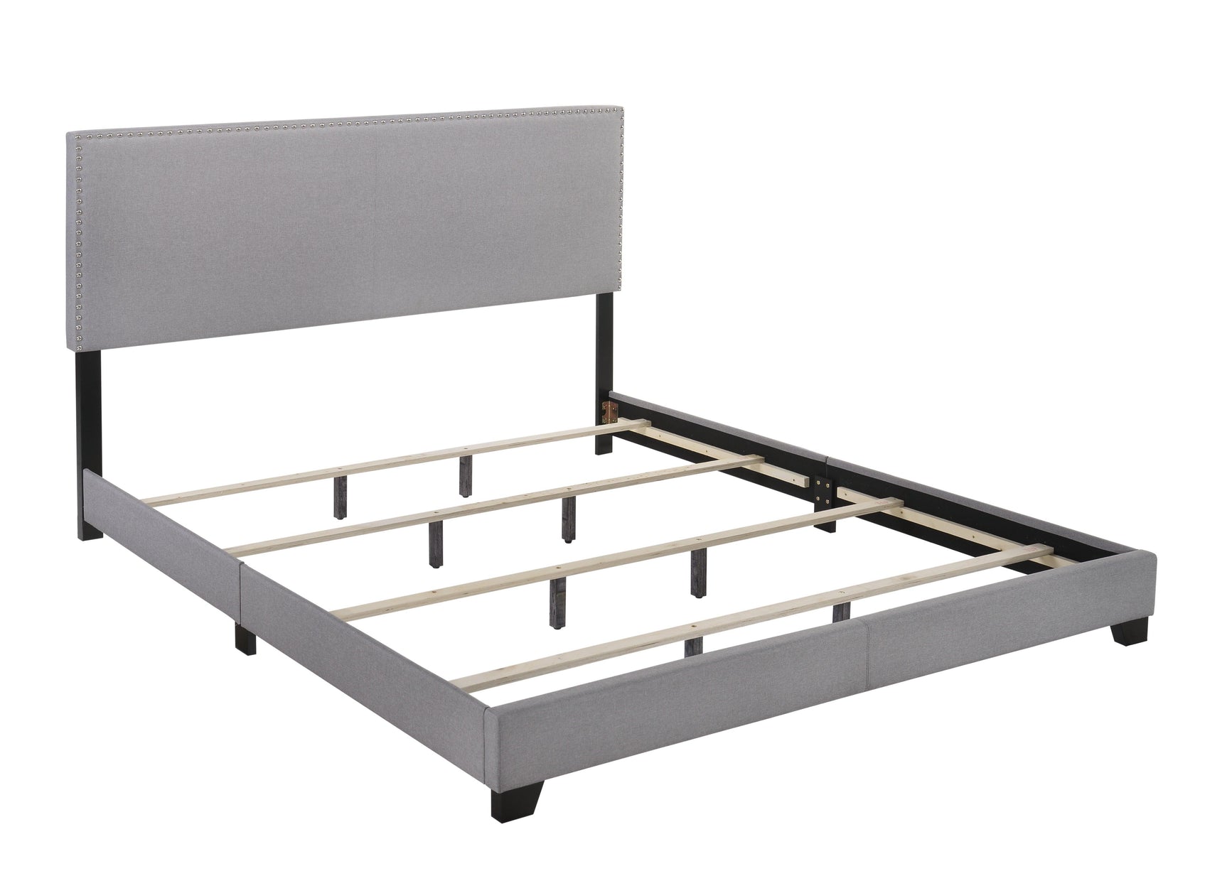 Erin Grey Modern Contemporary Plywood Fabric Upholstered Panel Complete Queen Bed - Ella Furniture