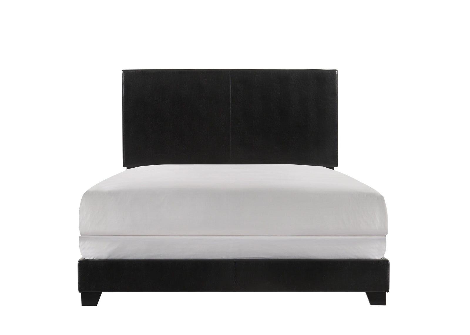 Erin Black Pu Faux Leather Wood Full Upholstered Bed - Ella Furniture