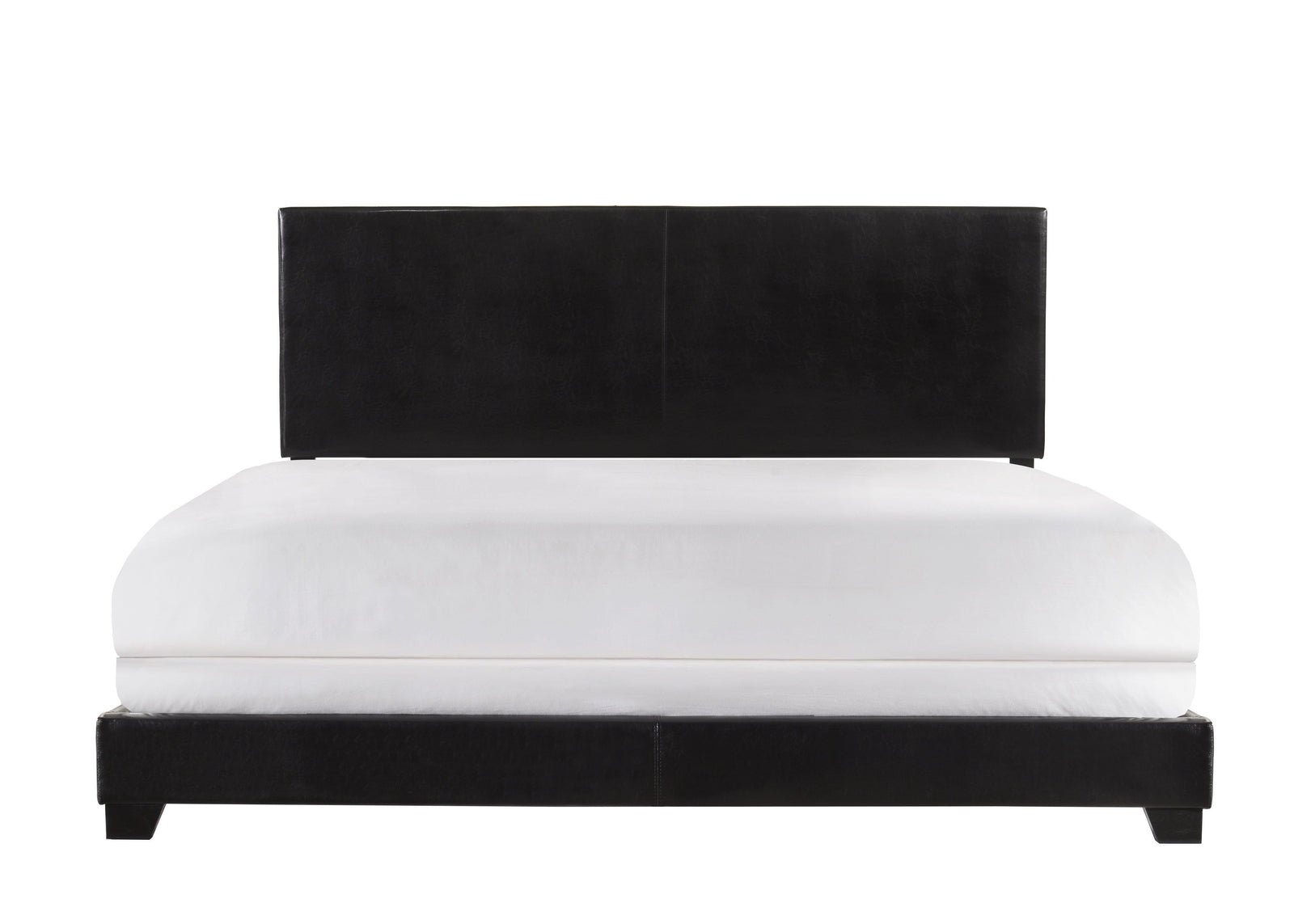 Erin Black Pu Faux Leather Wood King Upholstered Bed - Ella Furniture