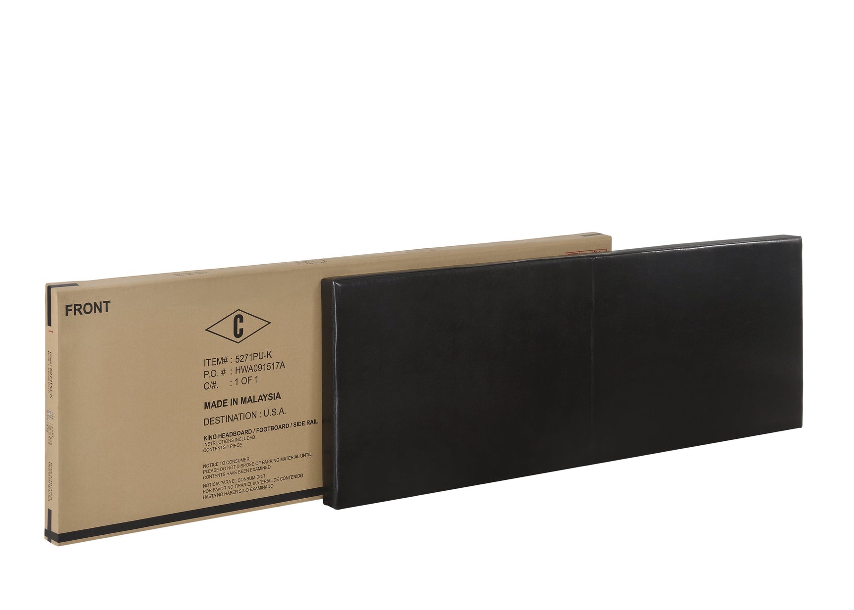 Erin Black Pu Faux Leather Wood Twin Upholstered Bed - Ella Furniture