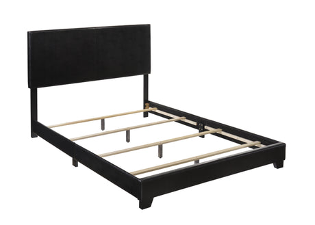 Erin Black Pu Faux Leather Wood King Upholstered Bed - Ella Furniture