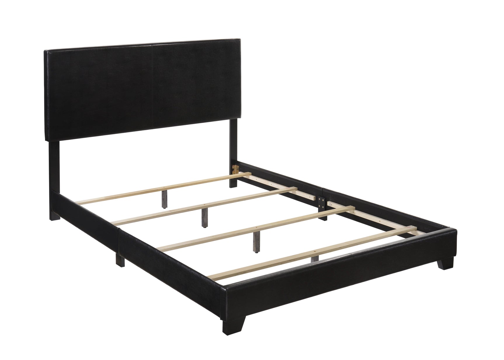 Erin Black Pu Faux Leather Wood Twin Upholstered Bed - Ella Furniture