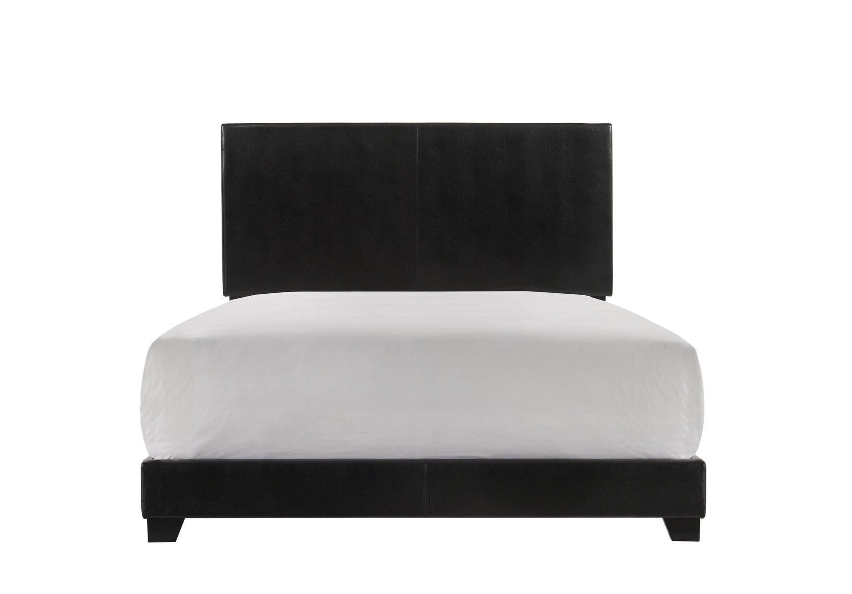Erin Black Pu Faux Leather Wood Twin Upholstered Bed - Ella Furniture