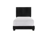 Erin Black Pu Faux Leather Wood Twin Upholstered Bed - Ella Furniture