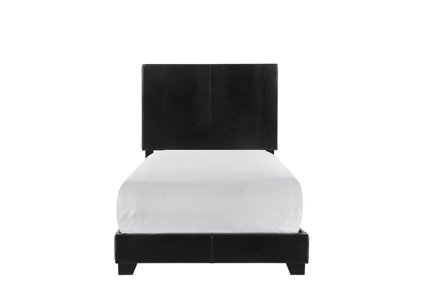 Erin Black Pu Faux Leather Wood Twin Upholstered Bed - Ella Furniture