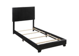 Erin Black Pu Faux Leather Wood Twin Upholstered Bed - Ella Furniture