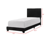 Erin Black Pu Faux Leather Wood Twin Upholstered Bed - Ella Furniture
