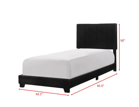 Erin Black Pu Faux Leather Wood Full Upholstered Bed - Ella Furniture