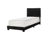Erin Black Pu Faux Leather Wood Twin Upholstered Bed - Ella Furniture