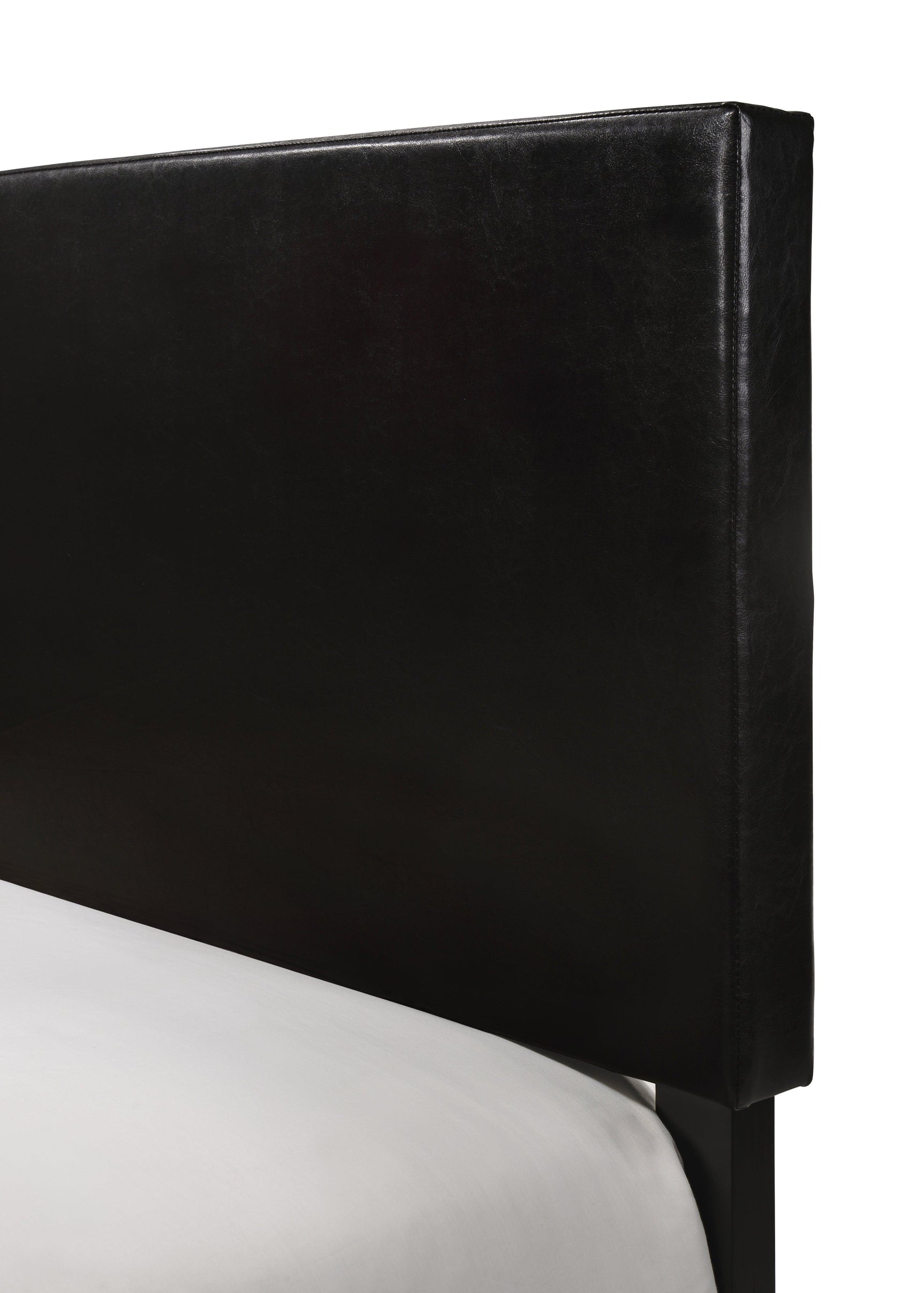 Erin Black Pu Faux Leather Wood Twin Upholstered Bed - Ella Furniture