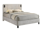 Freya Light Gray Upholstered Panel LED Queen Bed view 2