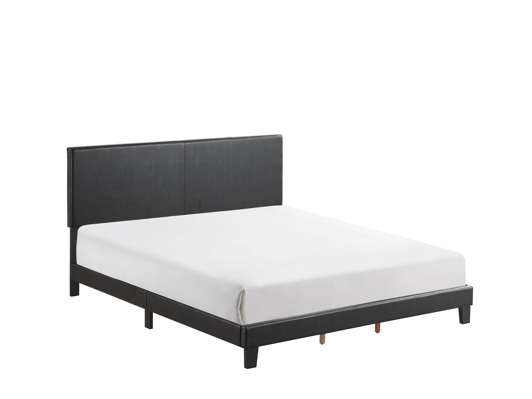Yates Black Pu Faux Leather Modern Wood Twin Upholstered Platform Bed - Ella Furniture
