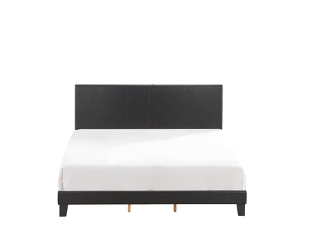Yates Black Pu Faux Leather Modern Wood Full Upholstered Platform Bed - Ella Furniture
