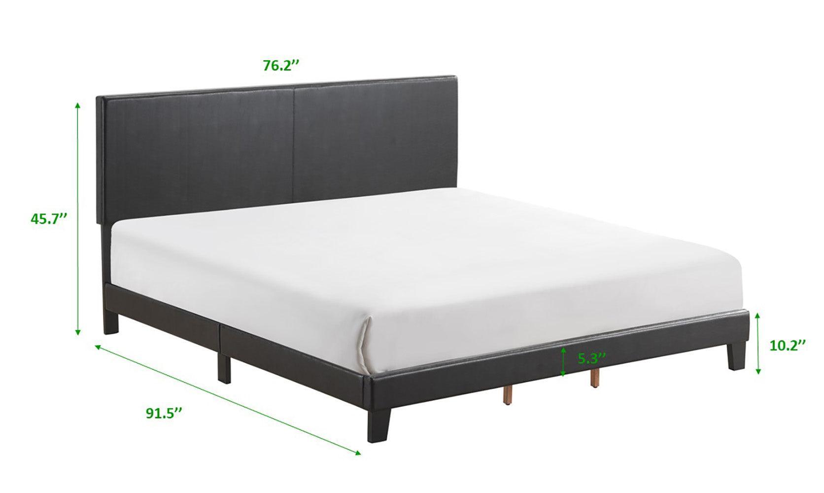 Yates Black Pu Faux Leather Modern Wood Twin Upholstered Platform Bed - Ella Furniture