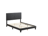 Yates Black Pu Faux Leather Modern Wood Twin Upholstered Platform Bed - Ella Furniture