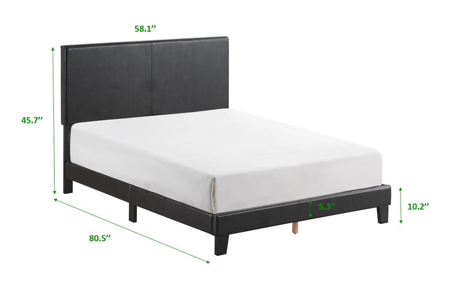 Yates Black Pu Faux Leather Modern Wood Full Upholstered Platform Bed - Ella Furniture