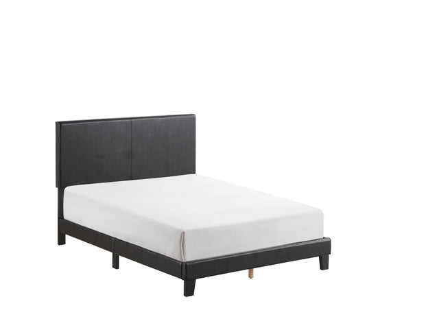 Yates Black Pu Faux Leather Modern Wood Full Upholstered Platform Bed - Ella Furniture