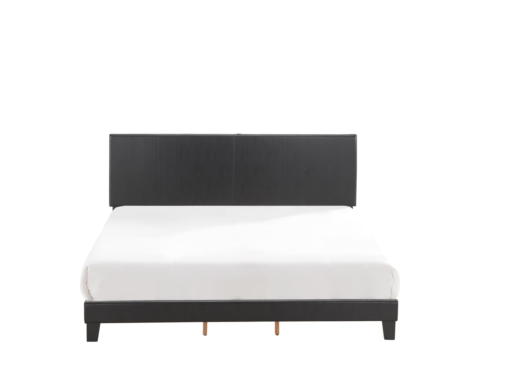 Yates Black Pu Faux Leather Modern Wood Twin Upholstered Platform Bed - Ella Furniture
