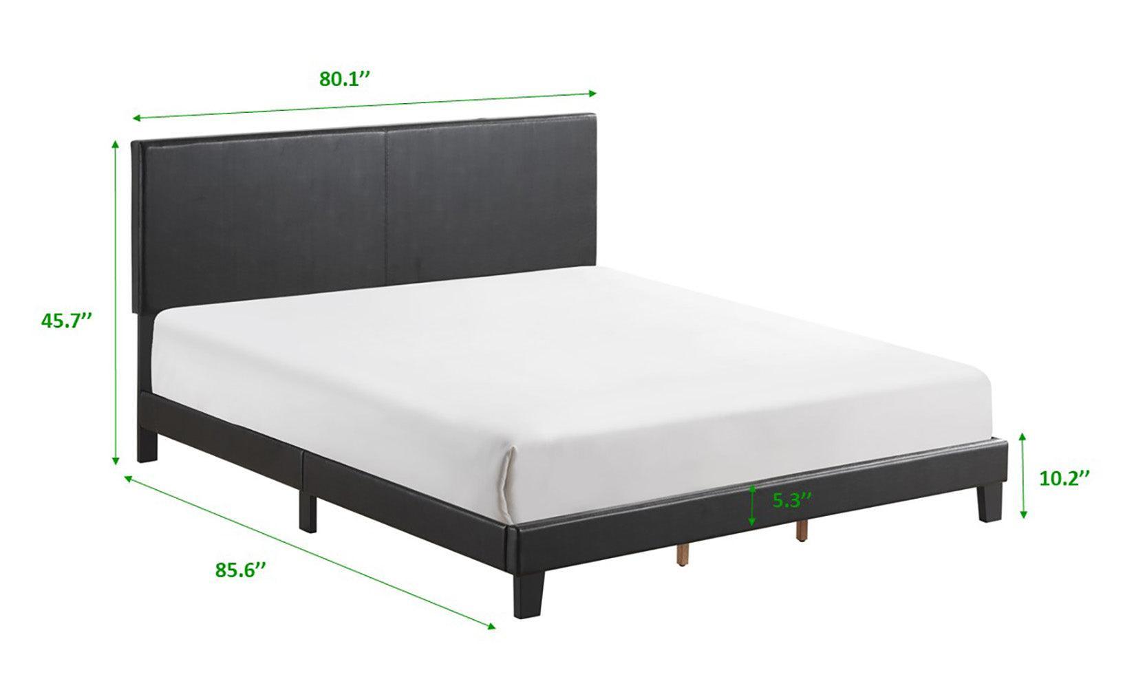 Yates Black Pu Faux Leather Modern Wood Twin Upholstered Platform Bed - Ella Furniture