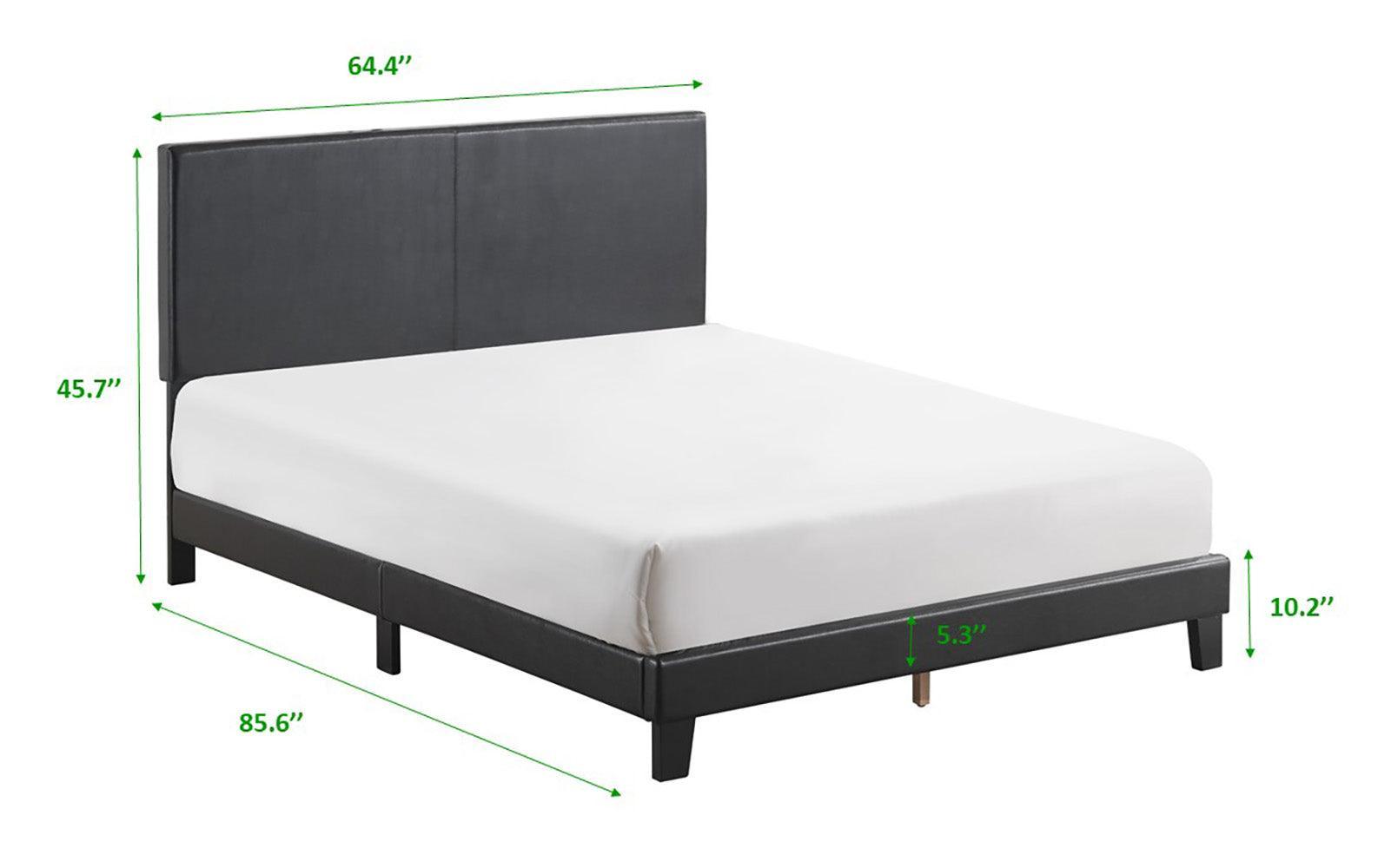 Yates Black Pu Faux Leather Modern Wood Full Upholstered Platform Bed - Ella Furniture